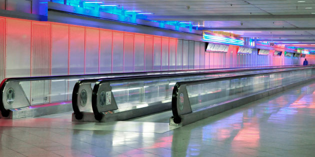 Travelators benefit from smooth stopping and starting when controlled by drives
